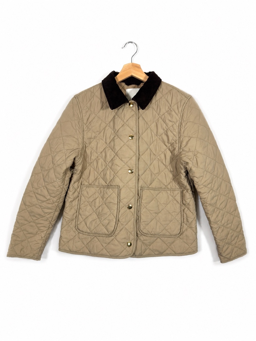 H&M Quilted Puffer Barn Jacket Corduroy Collar Size S Streetwear Fall Equestrian